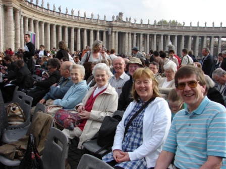 Waiting for Papal audience.